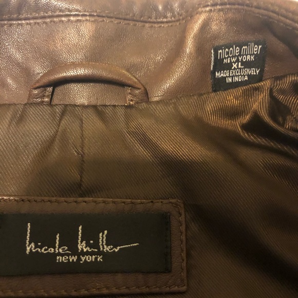 Nicole Miller Genuine Brown Leather Jacket - Picture 5 of 7
